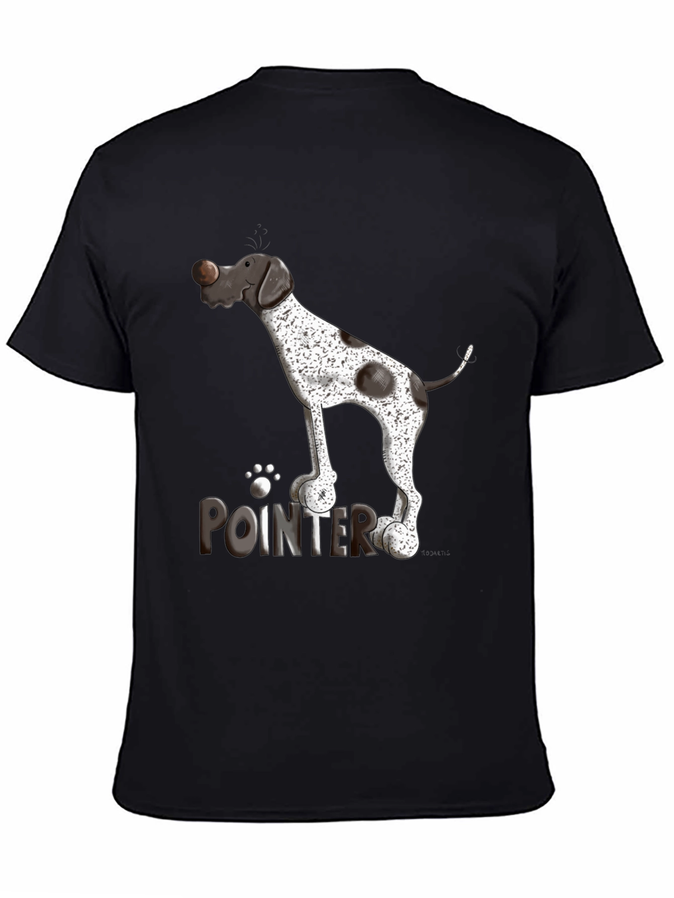 Pointer Dog Graphic T-Shirt - Black Cotton Tee