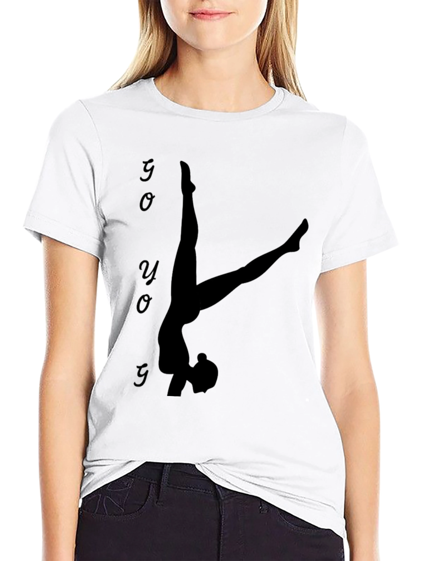 Yoga Silhouette Graphic Tee - Black Cotton Blend