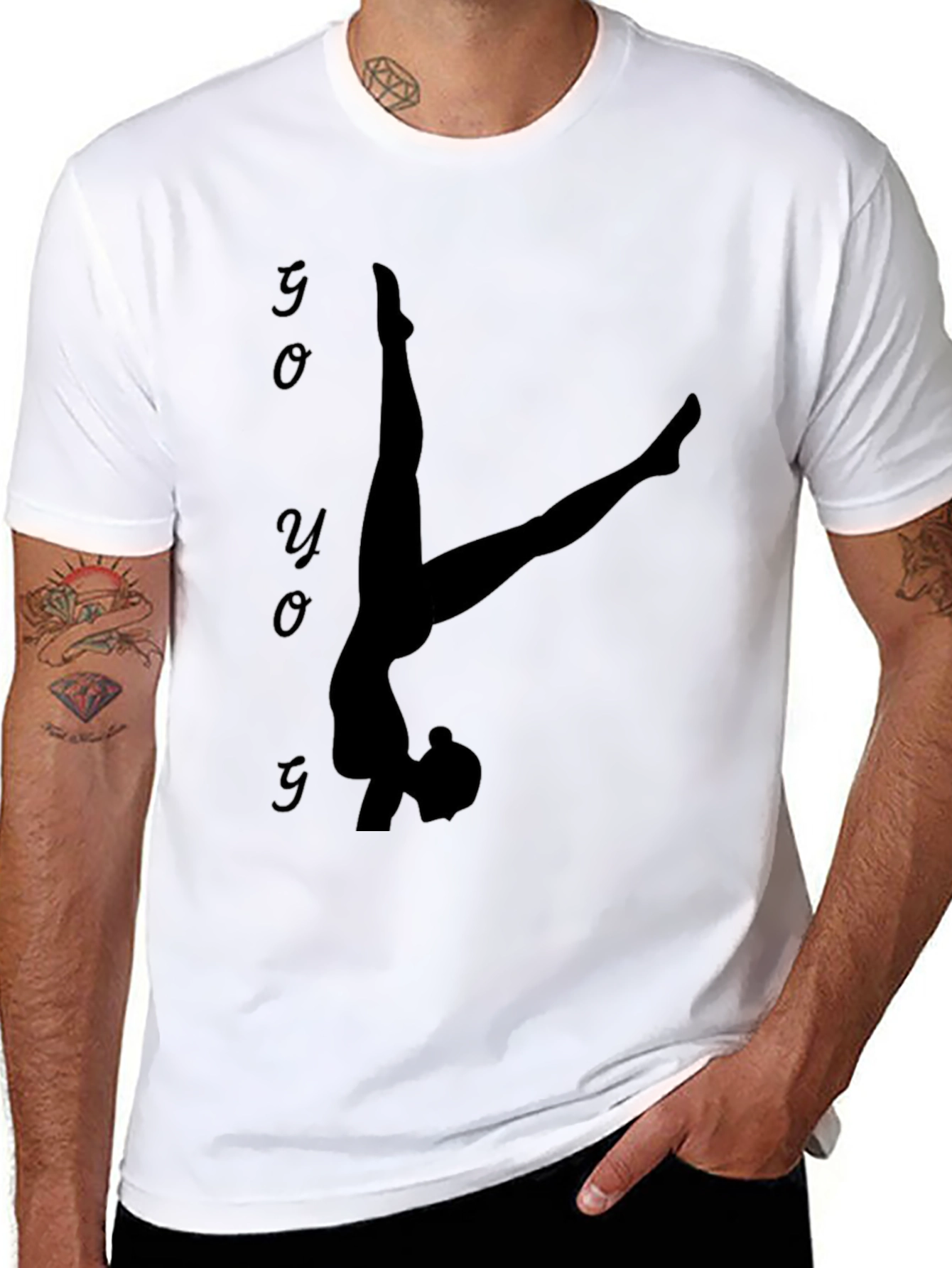 Yoga Silhouette Graphic Tee - Black Cotton Blend