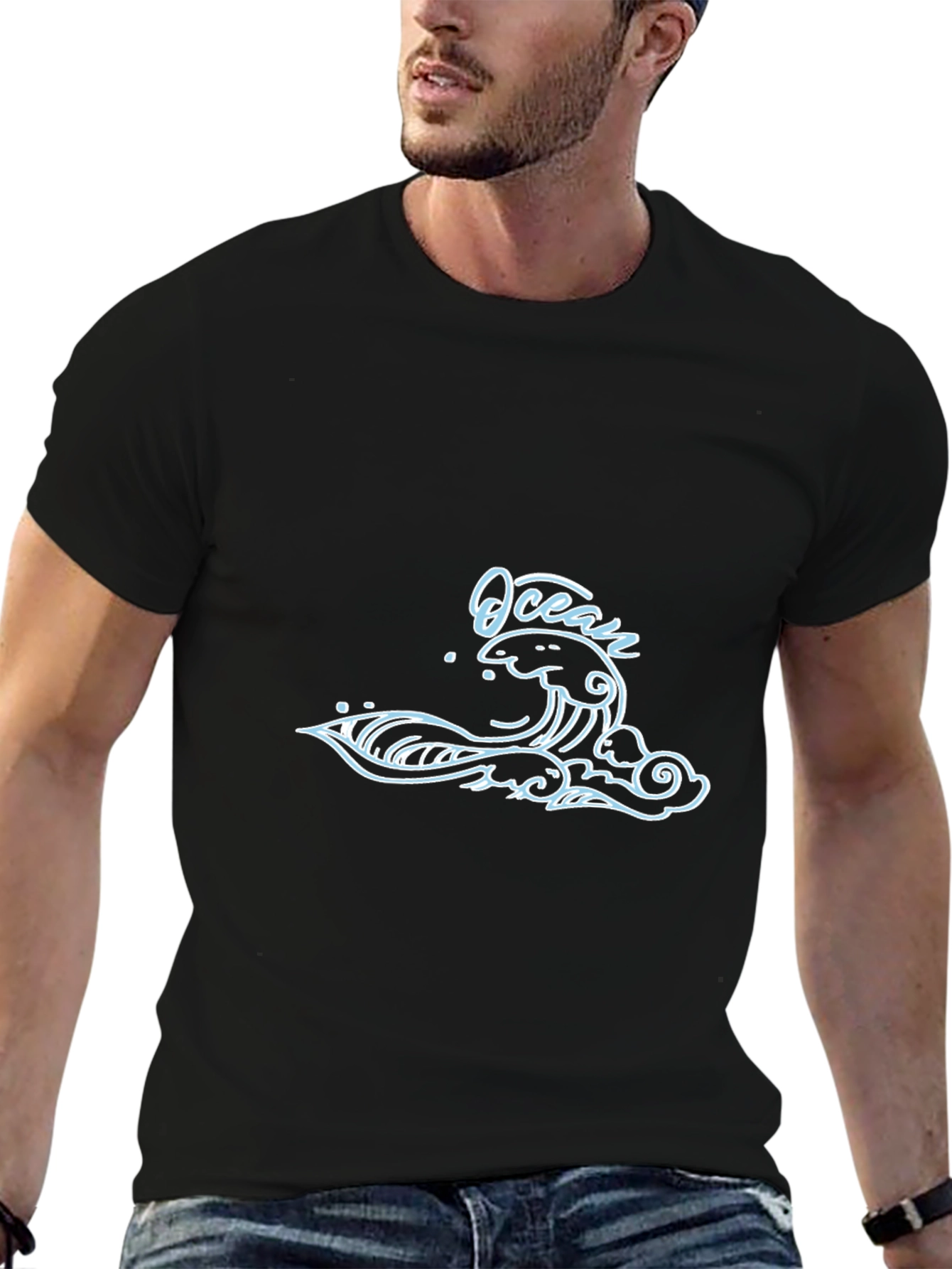 Ocean Wave Graphic T-Shirt - Black