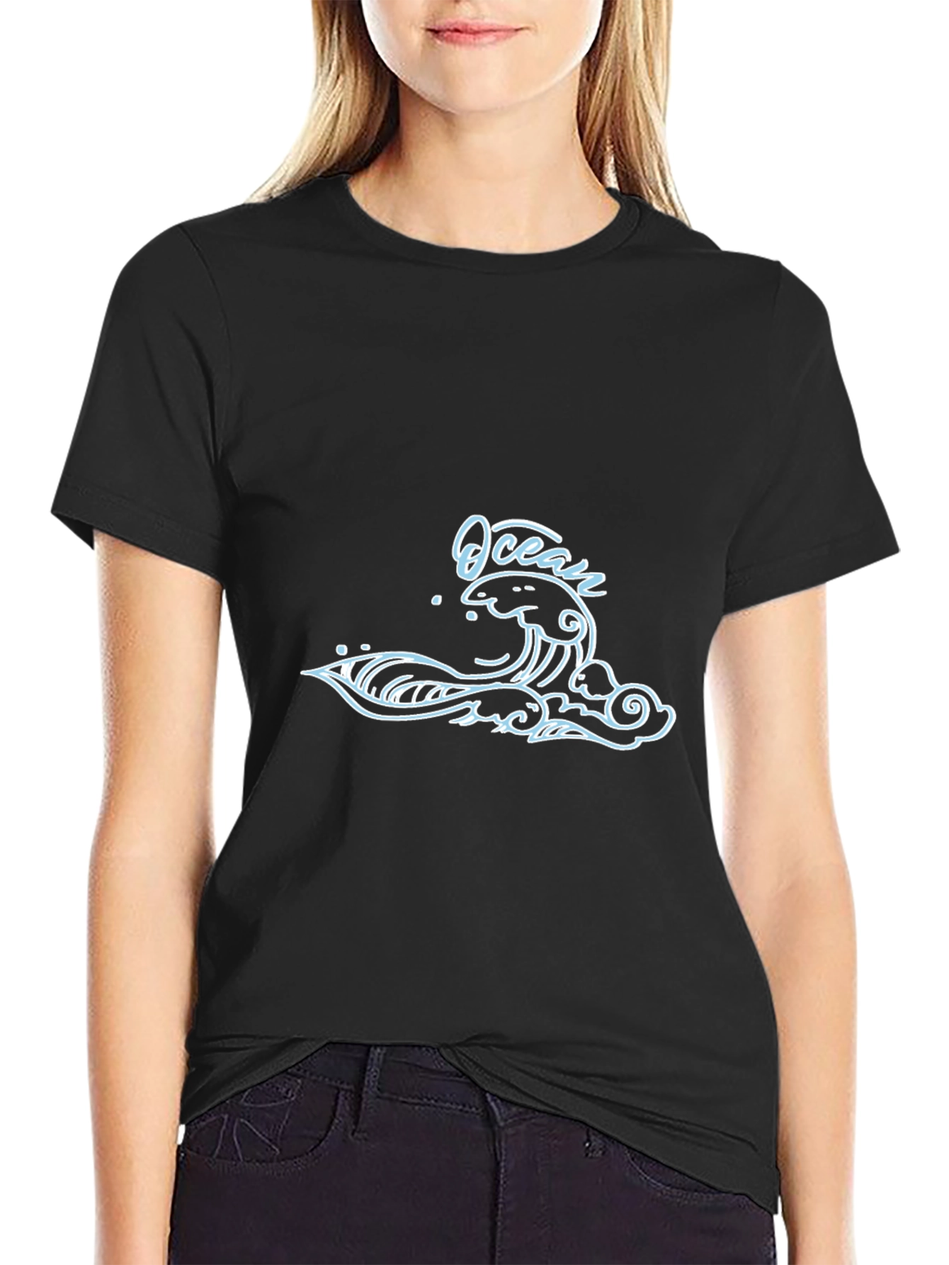 Ocean Wave Graphic T-Shirt - Black