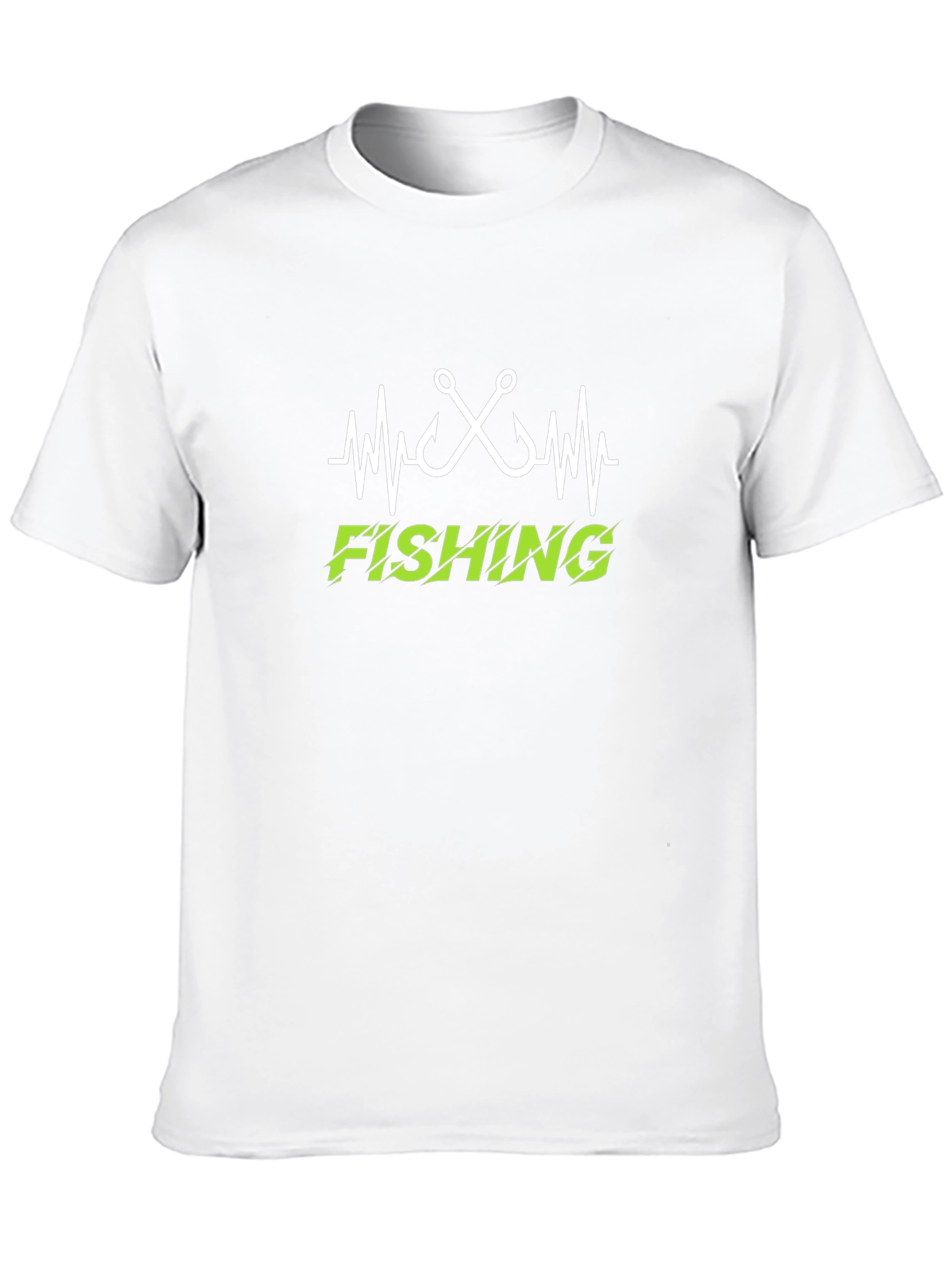 Fishing Heartbeat T-Shirt - Black Crew Neck Tee