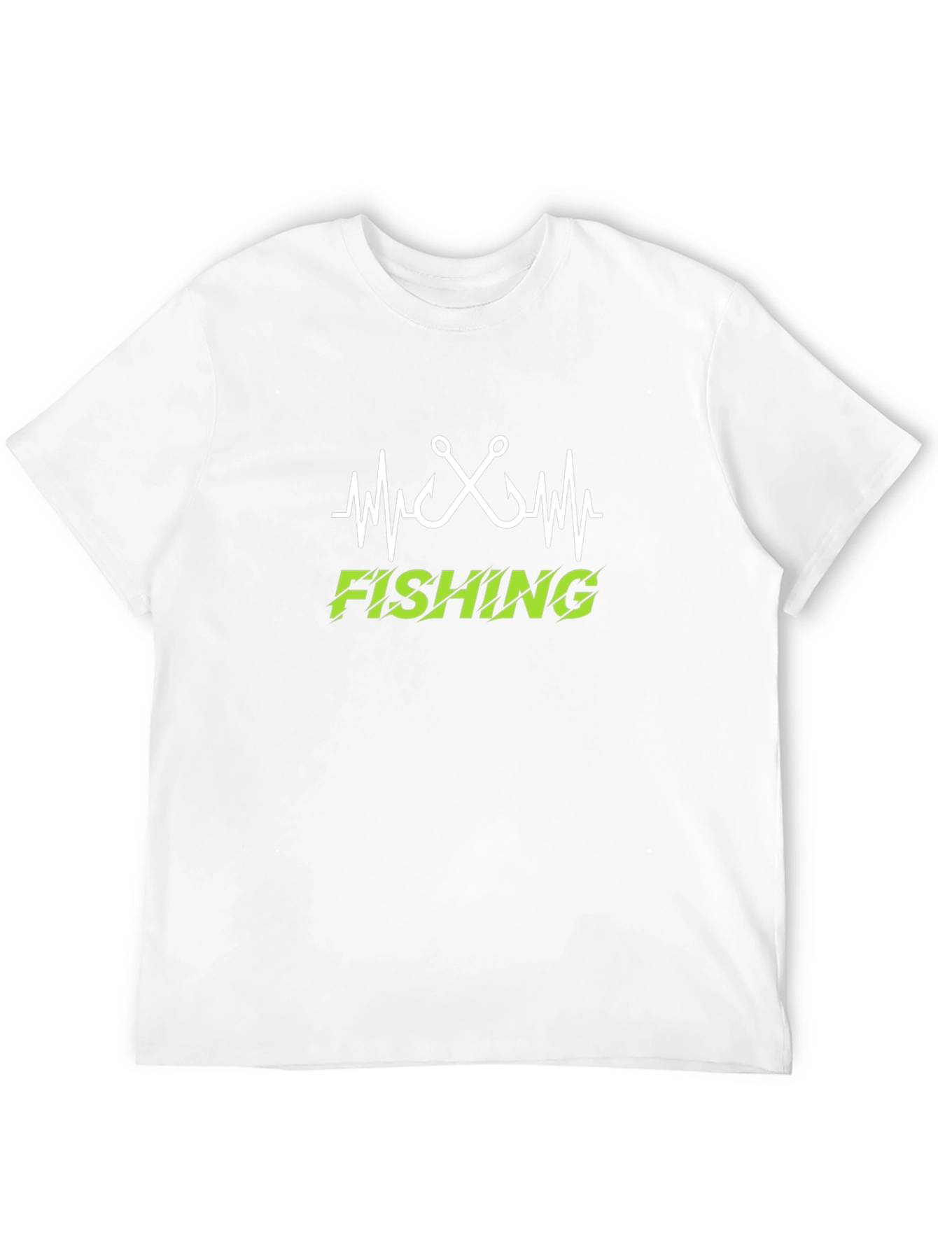 Fishing Heartbeat T-Shirt - Black Crew Neck Tee