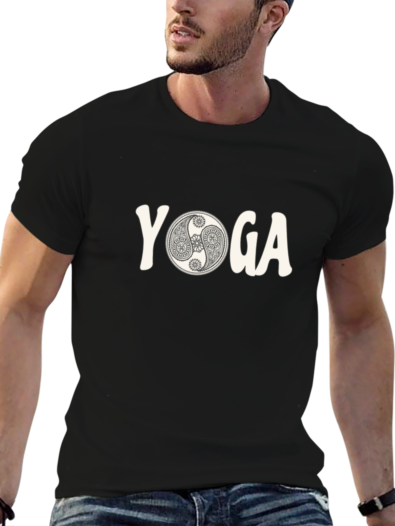Yoga Yin Yang Graphic Tee - Mens Black T-Shirt