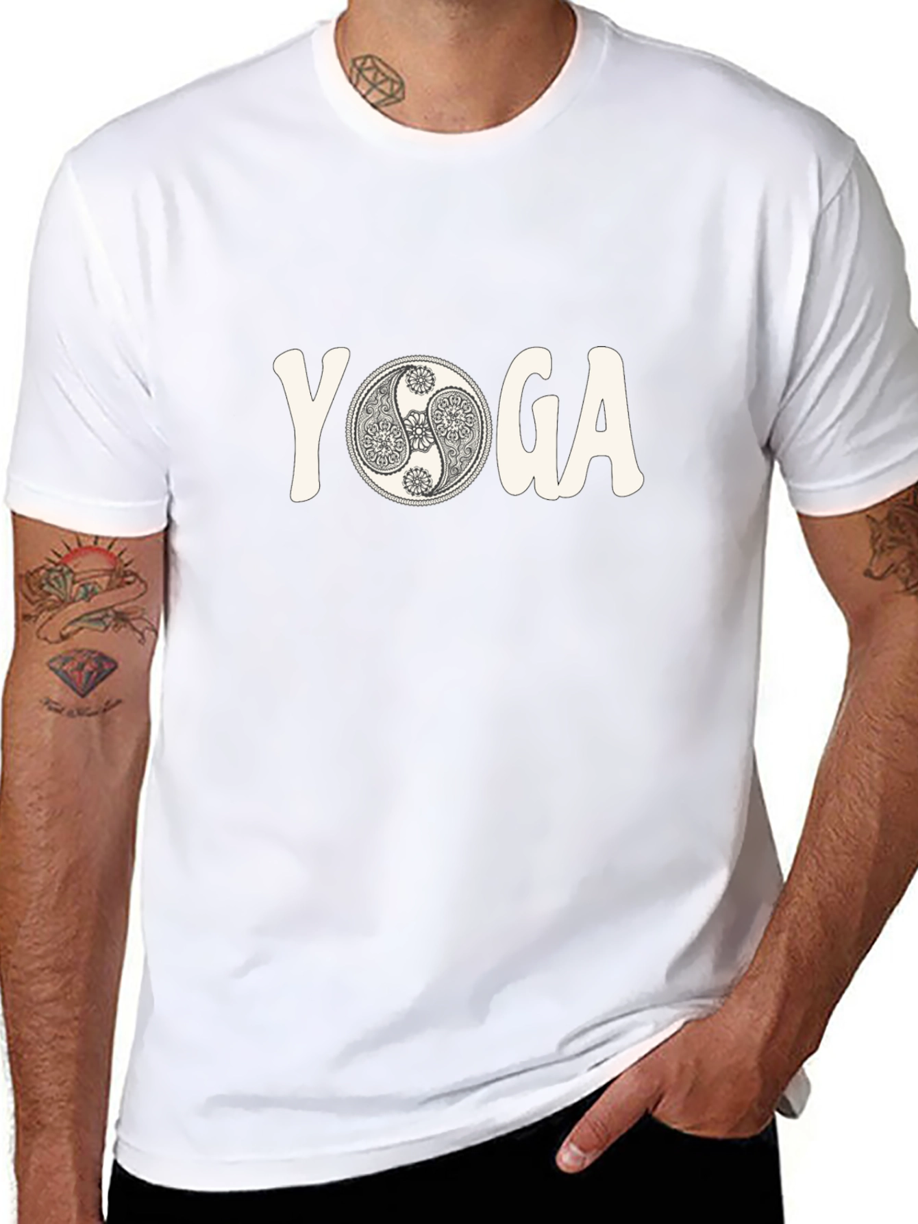 Yoga Yin Yang Graphic Tee - Mens Black T-Shirt