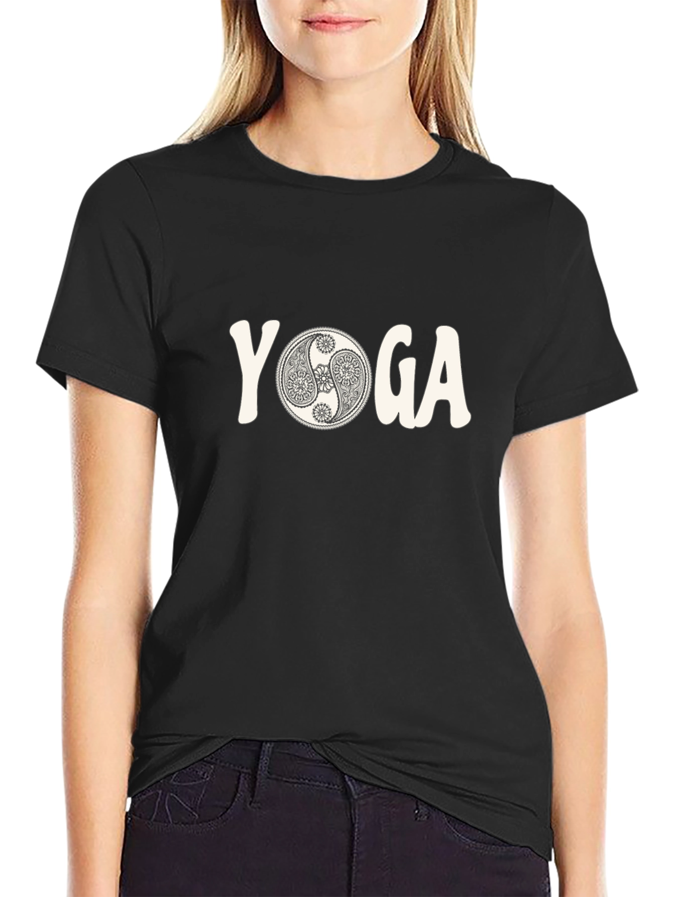 Yoga Yin Yang Graphic Tee - Mens Black T-Shirt