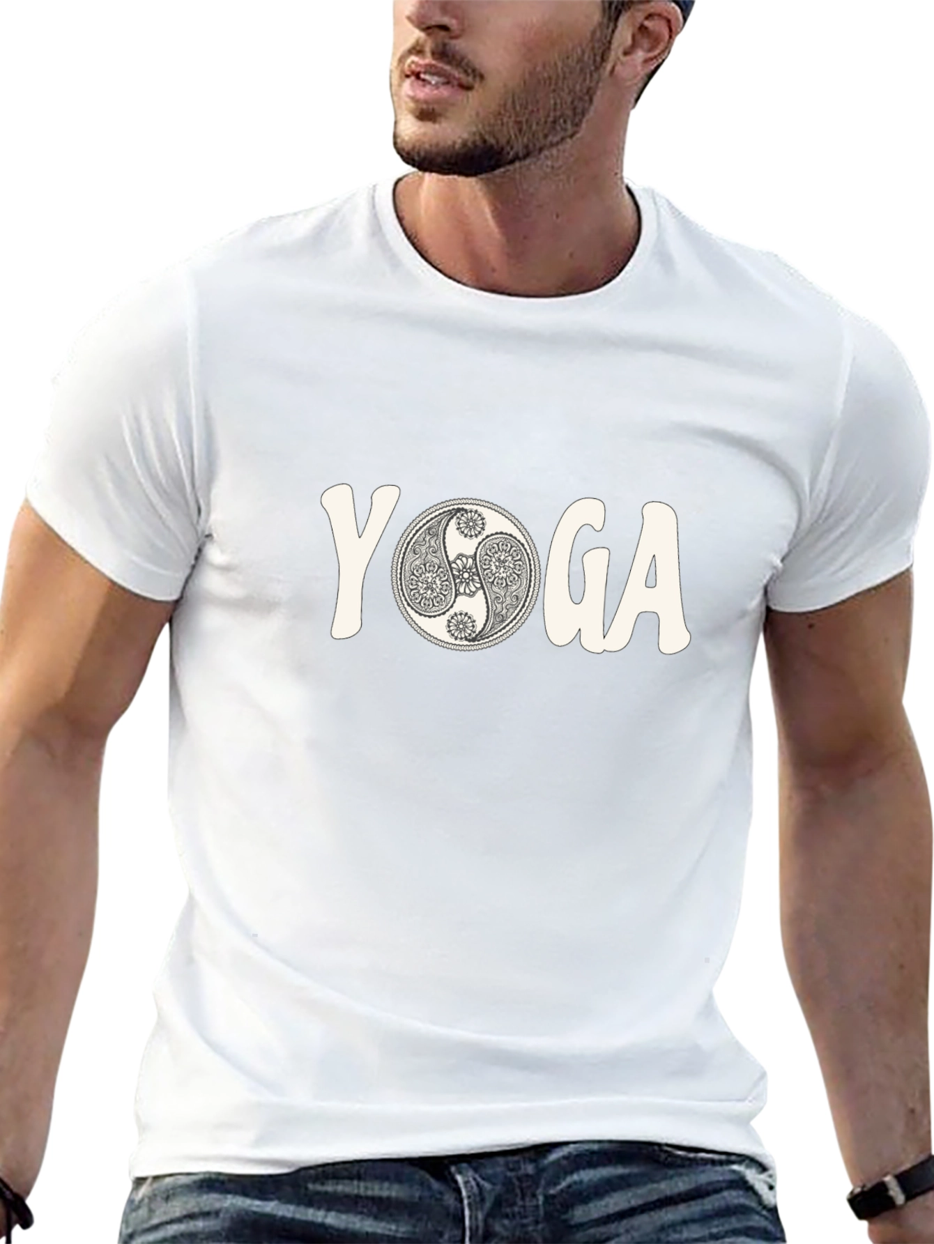 Yoga Yin Yang Graphic Tee - Mens Black T-Shirt