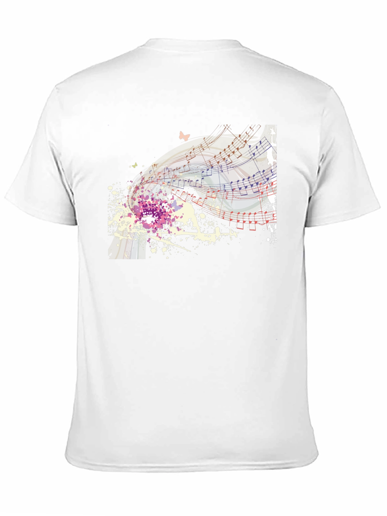 Musical Notes Butterfly Graphic Black T-Shirt