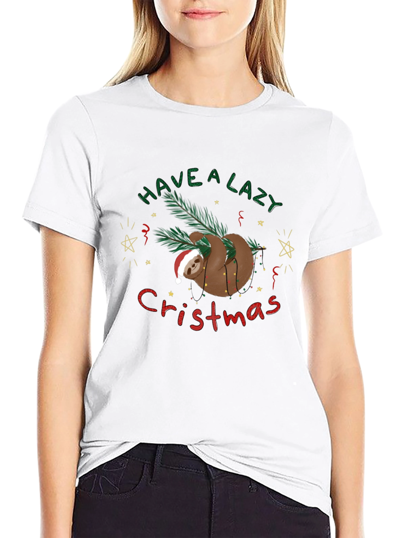 Lazy Sloth Christmas T-Shirt Holiday Tee