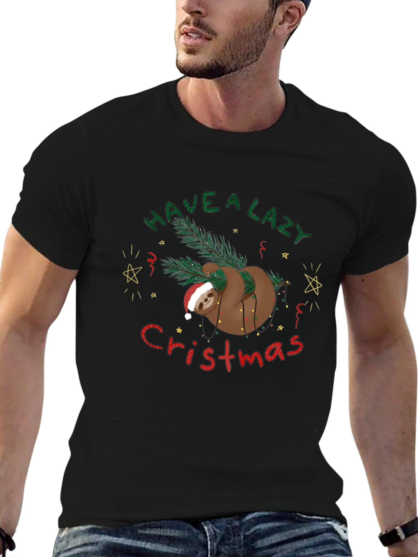 Lazy Sloth Christmas T-Shirt Holiday Tee