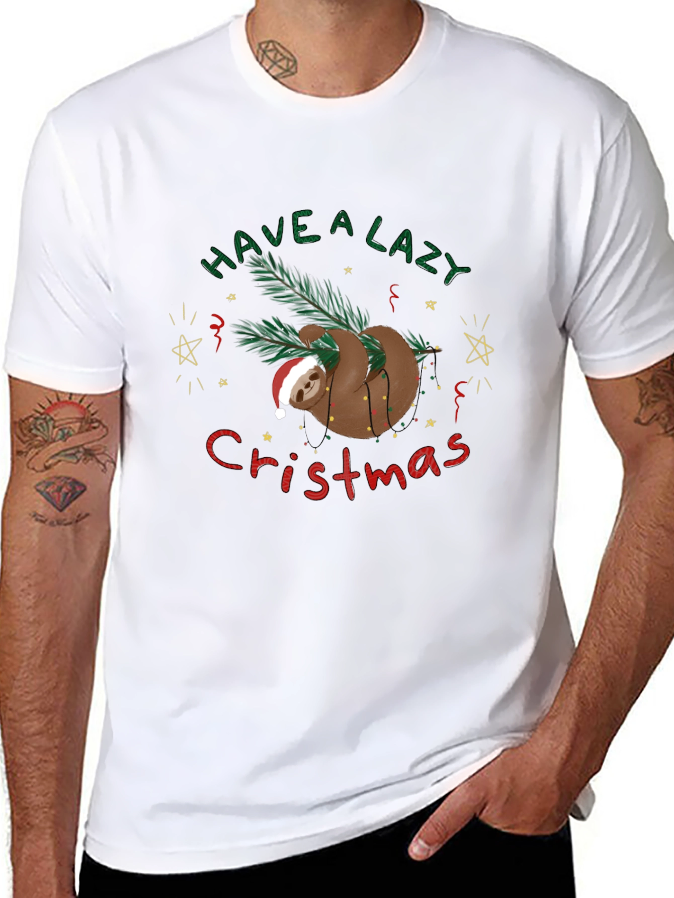 Lazy Sloth Christmas T-Shirt Holiday Tee