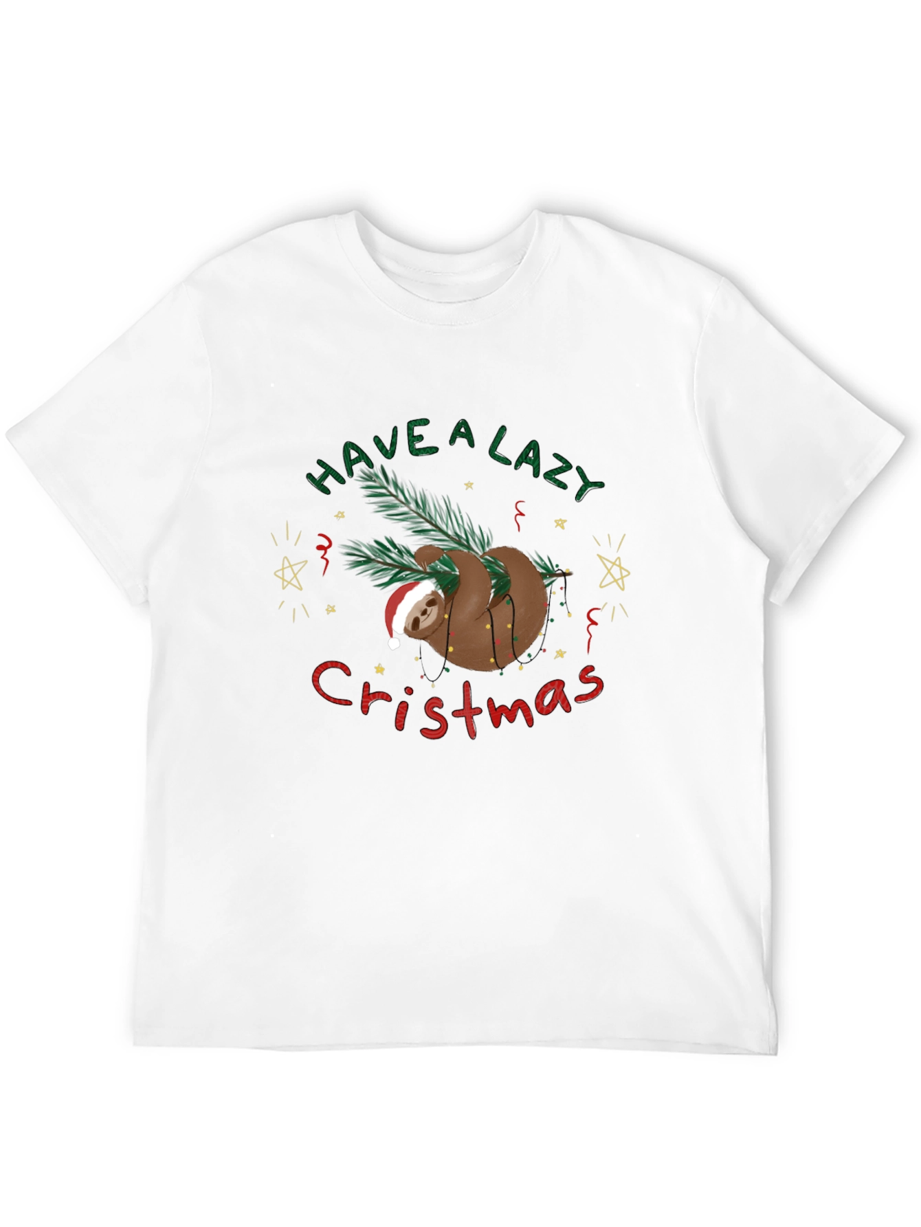 Lazy Sloth Christmas T-Shirt Holiday Tee