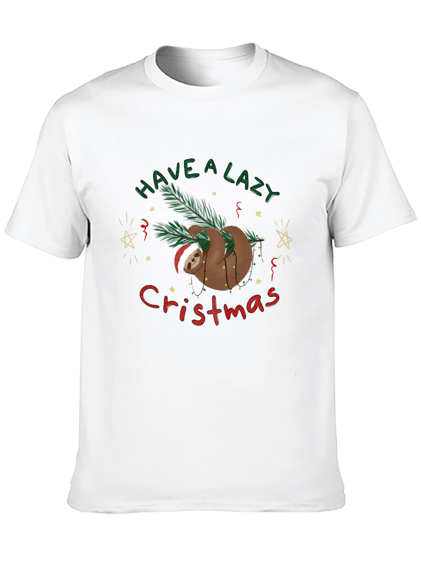 Lazy Sloth Christmas T-Shirt Holiday Tee