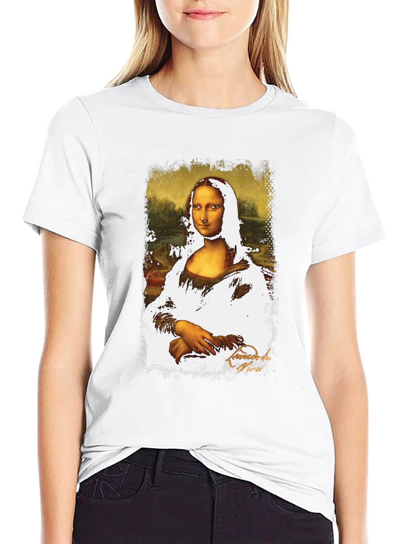 Mona Lisa Graphic Print Black T-Shirt
