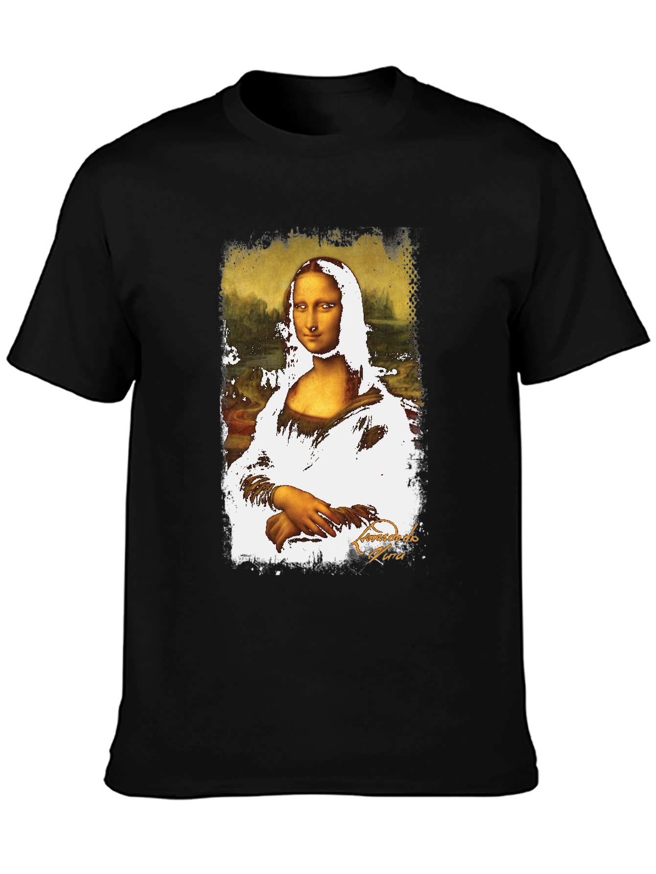 Mona Lisa Graphic Print Black T-Shirt