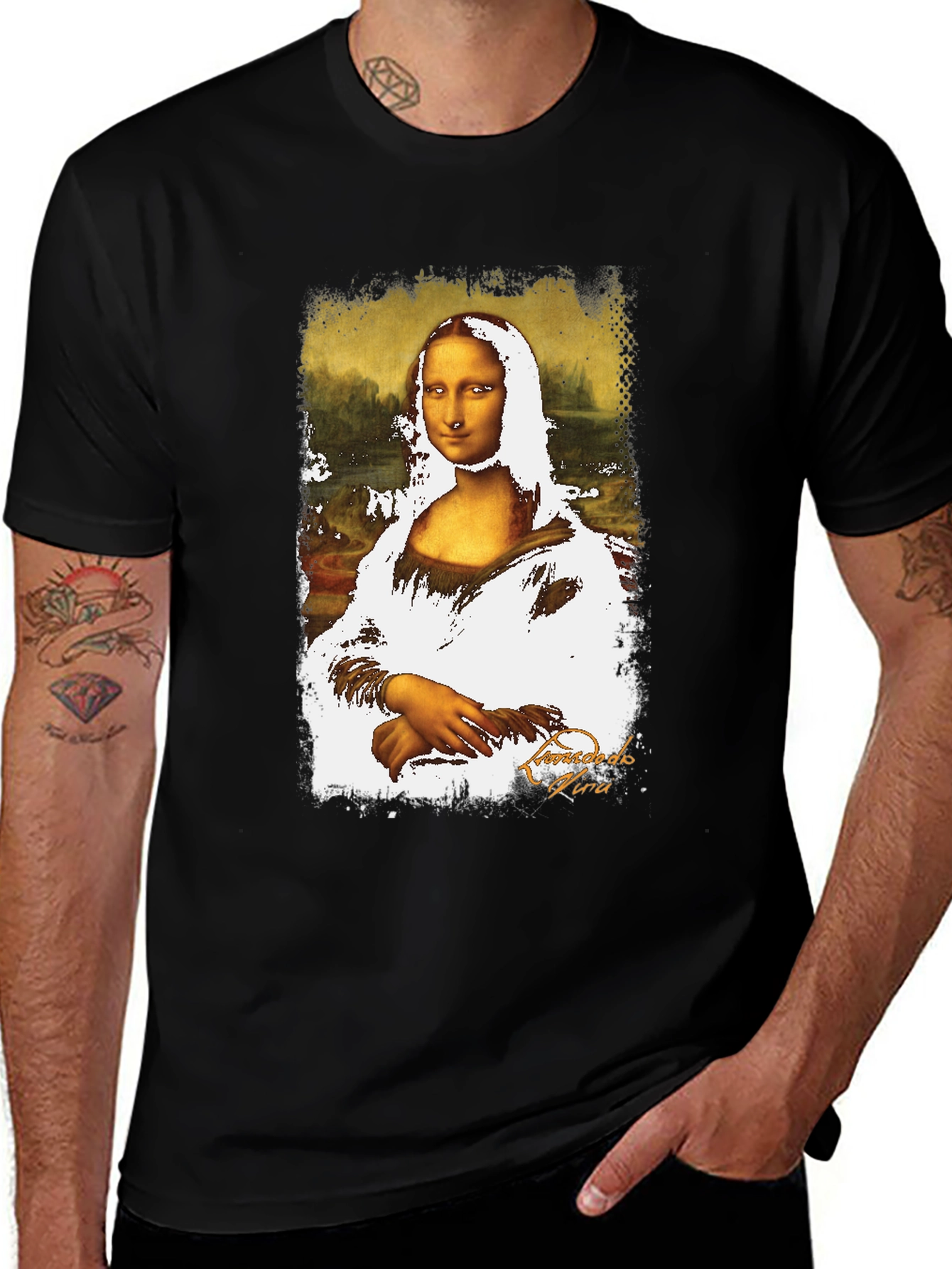 Mona Lisa Graphic Print Black T-Shirt