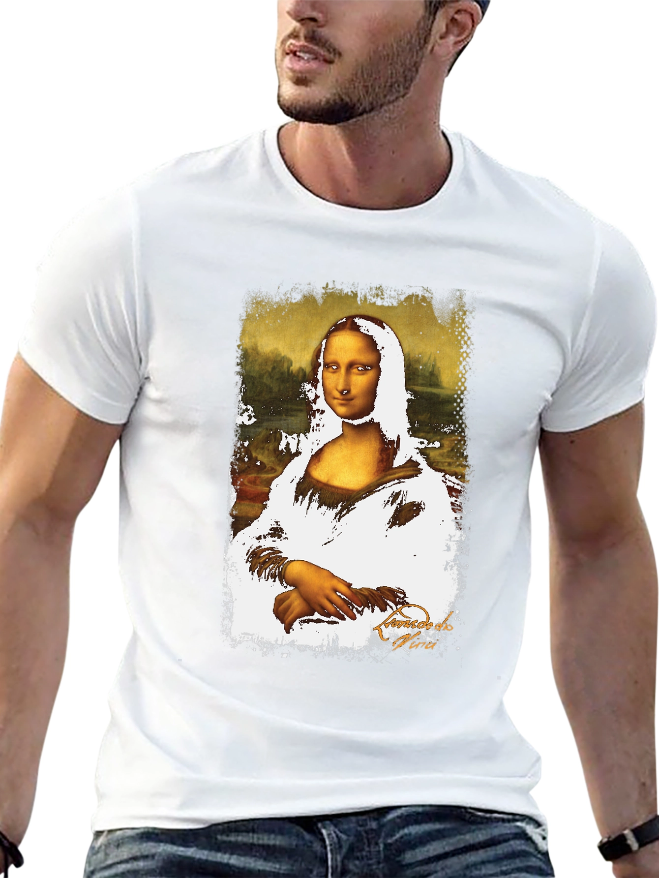 Mona Lisa Graphic Print Black T-Shirt