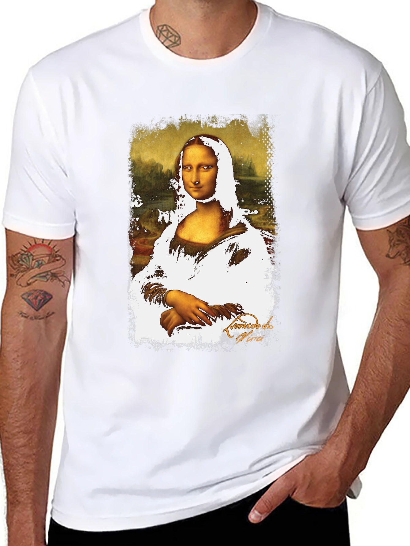 Mona Lisa Graphic Print Black T-Shirt