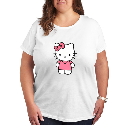 Simple Classic Standing Hello Kitty Basic Plus?Size Women Tee