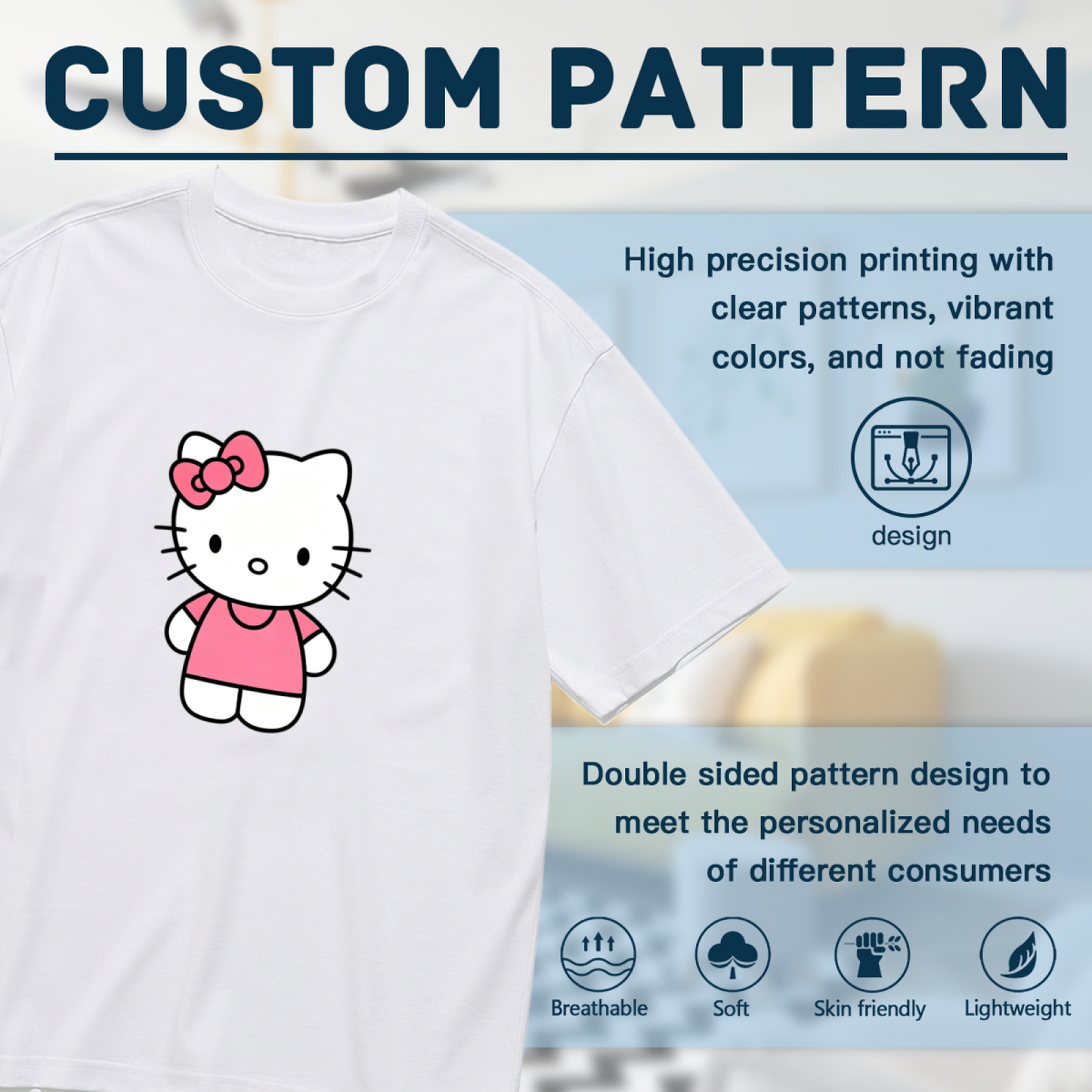 Simple Classic Standing Hello Kitty Basic Plus?Size Women Tee