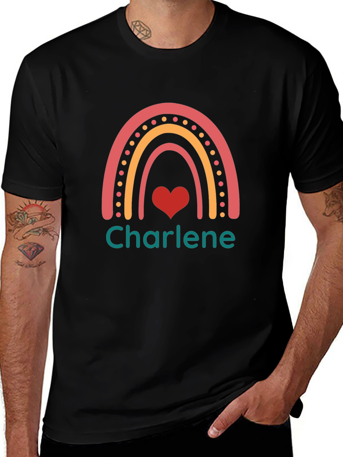 Charlene Rainbow Heart Graphic T-Shirt