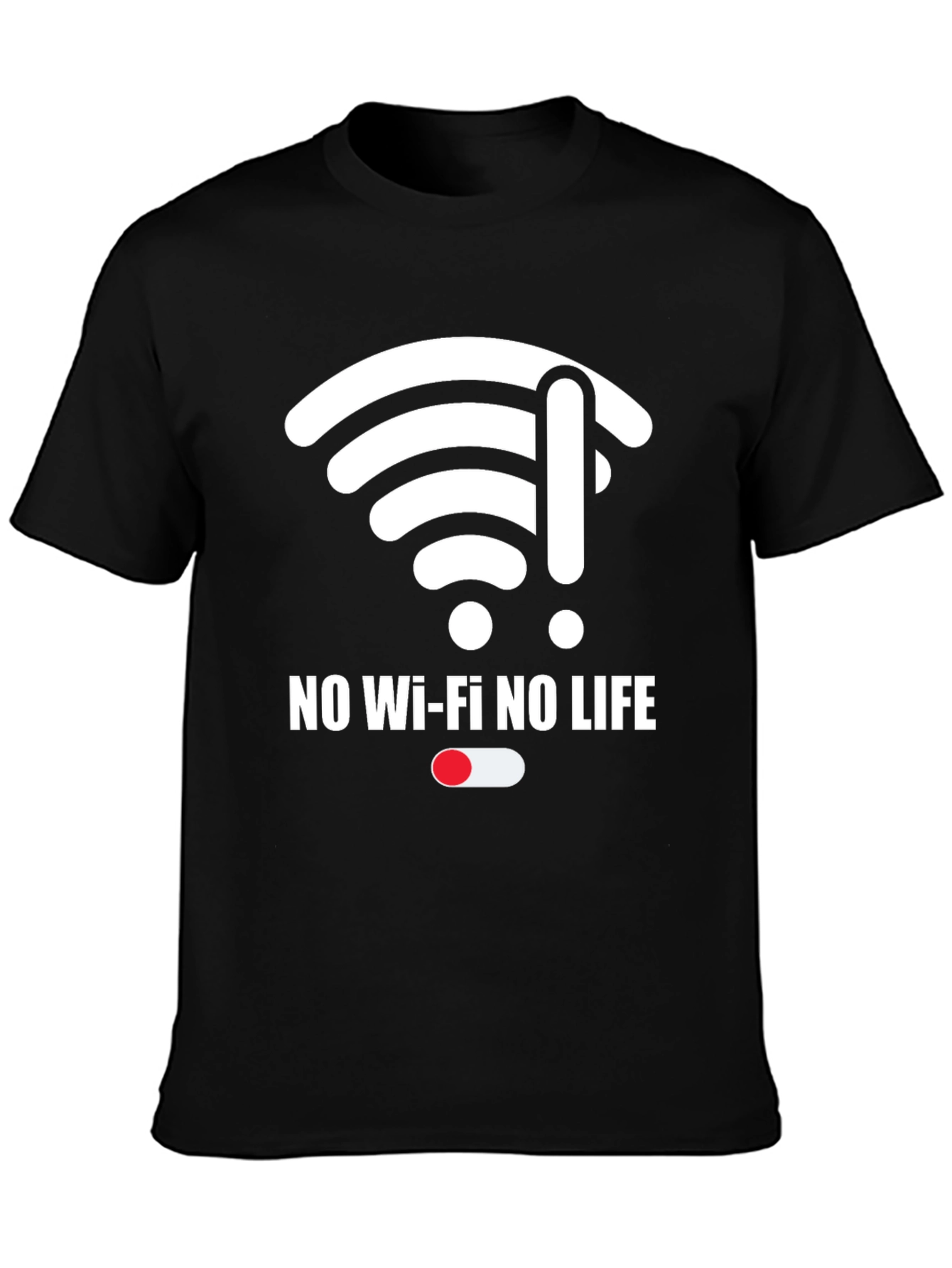 No Wi-Fi No Life Graphic Tee - Black Cotton
