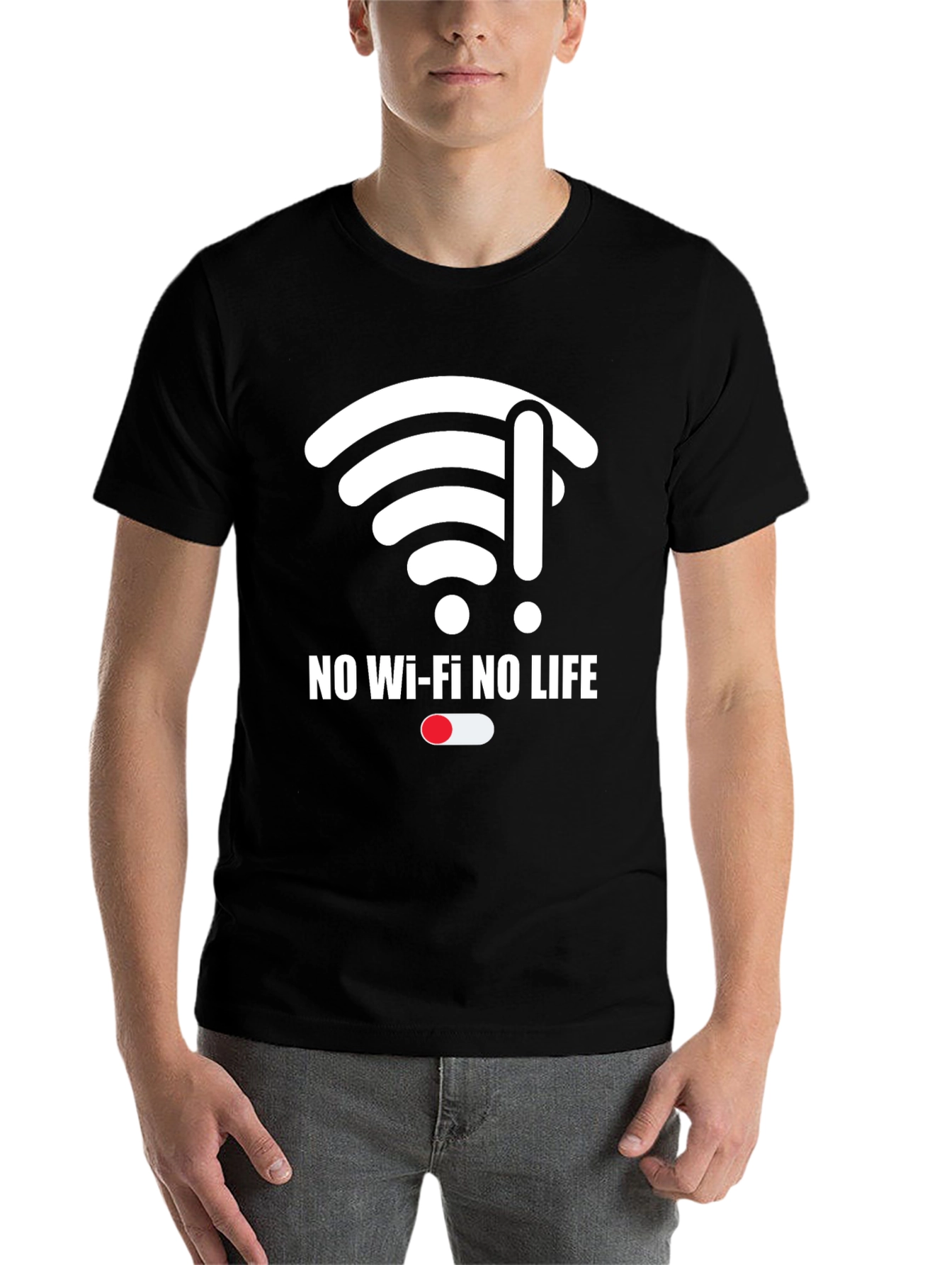 No Wi-Fi No Life Graphic Tee - Black Cotton