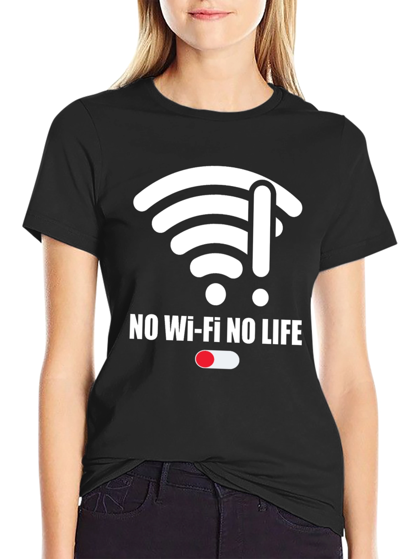 No Wi-Fi No Life Graphic Tee - Black Cotton