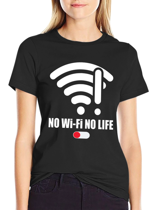 No Wi-Fi No Life Graphic Tee - Black Cotton