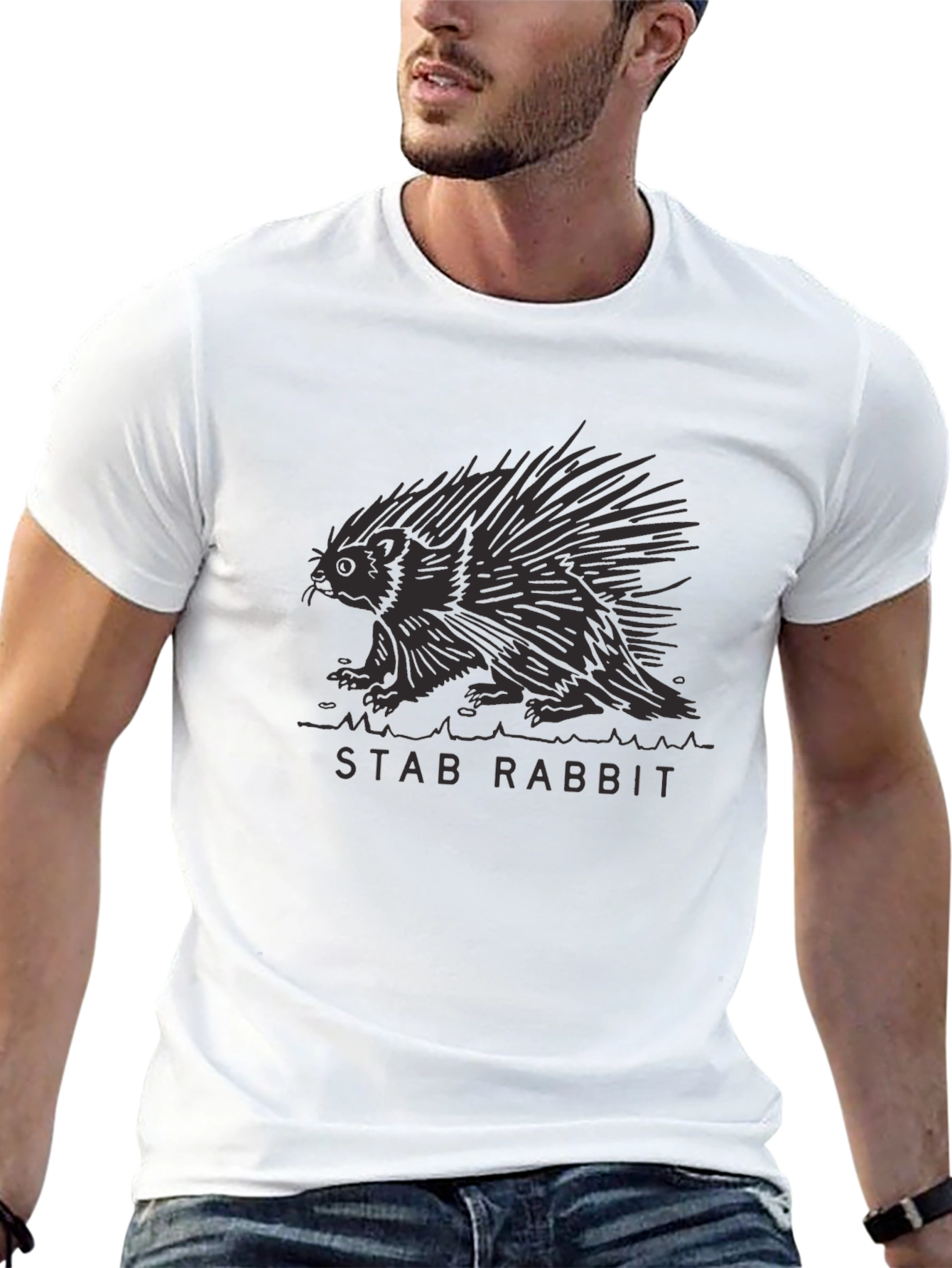 Stab Rabbit Graphic Tee - Black Cotton Comfort