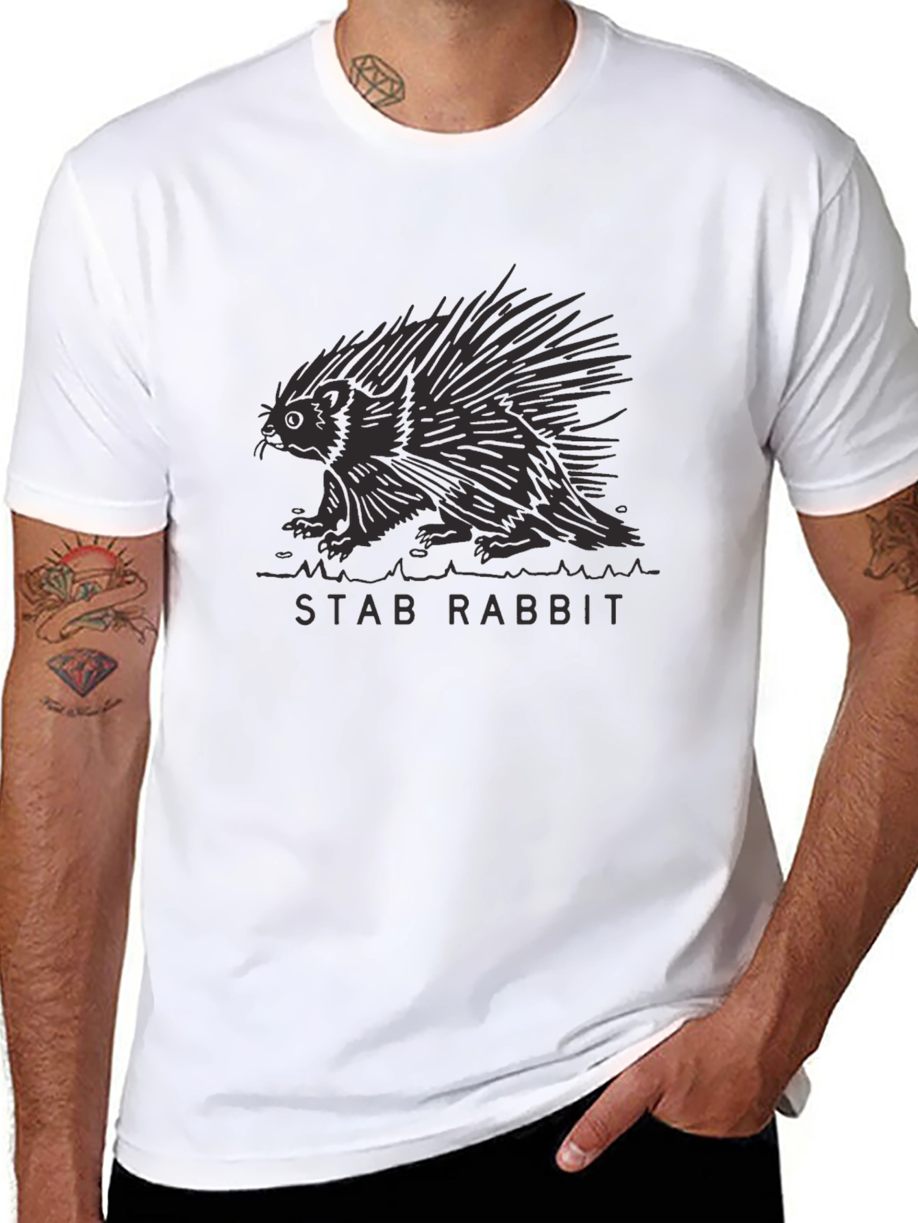 Stab Rabbit Graphic Tee - Black Cotton Comfort