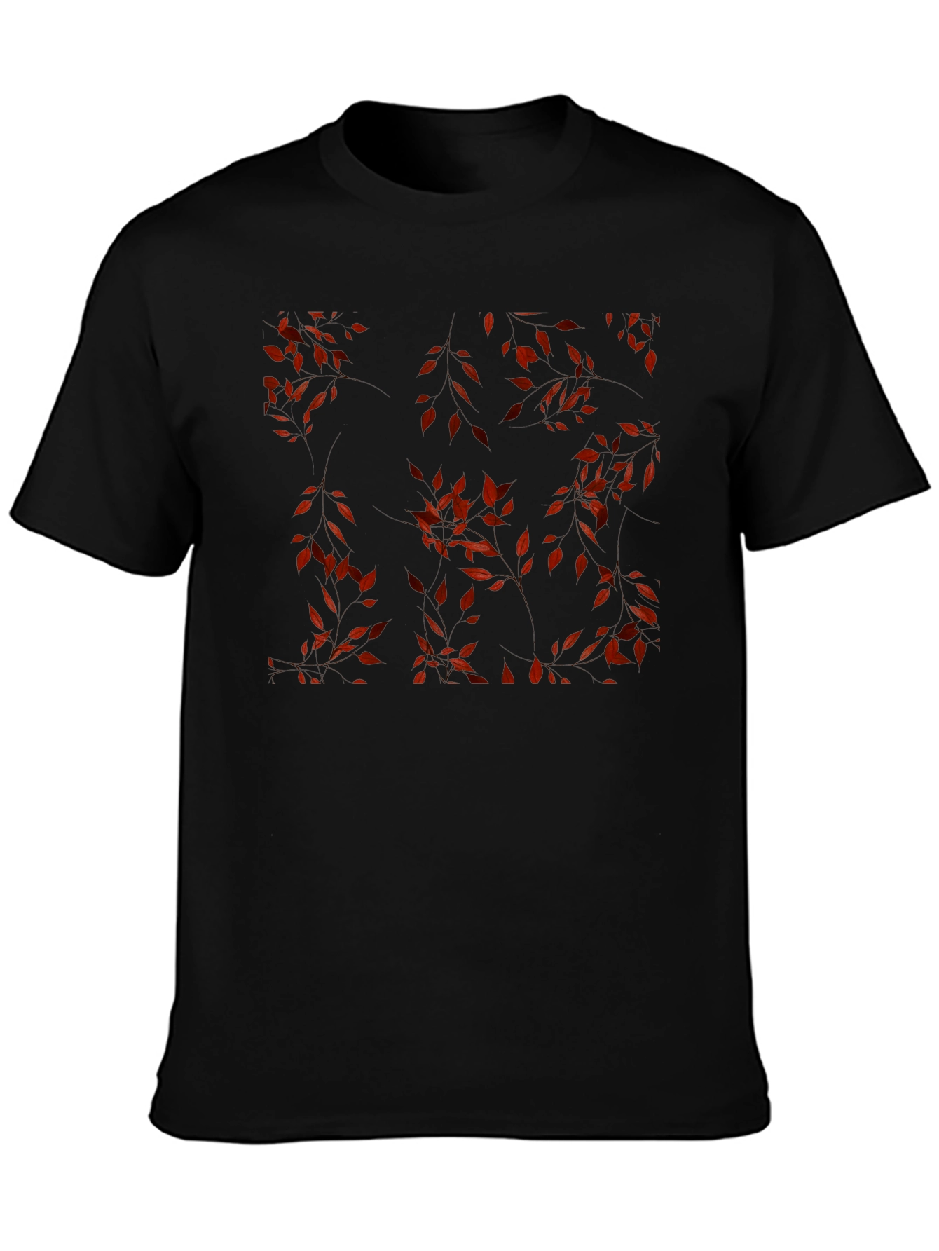 Autumn Leaves Pattern Black T-Shirt