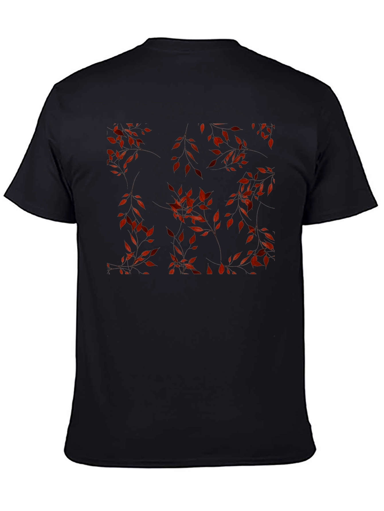 Autumn Leaves Pattern Black T-Shirt