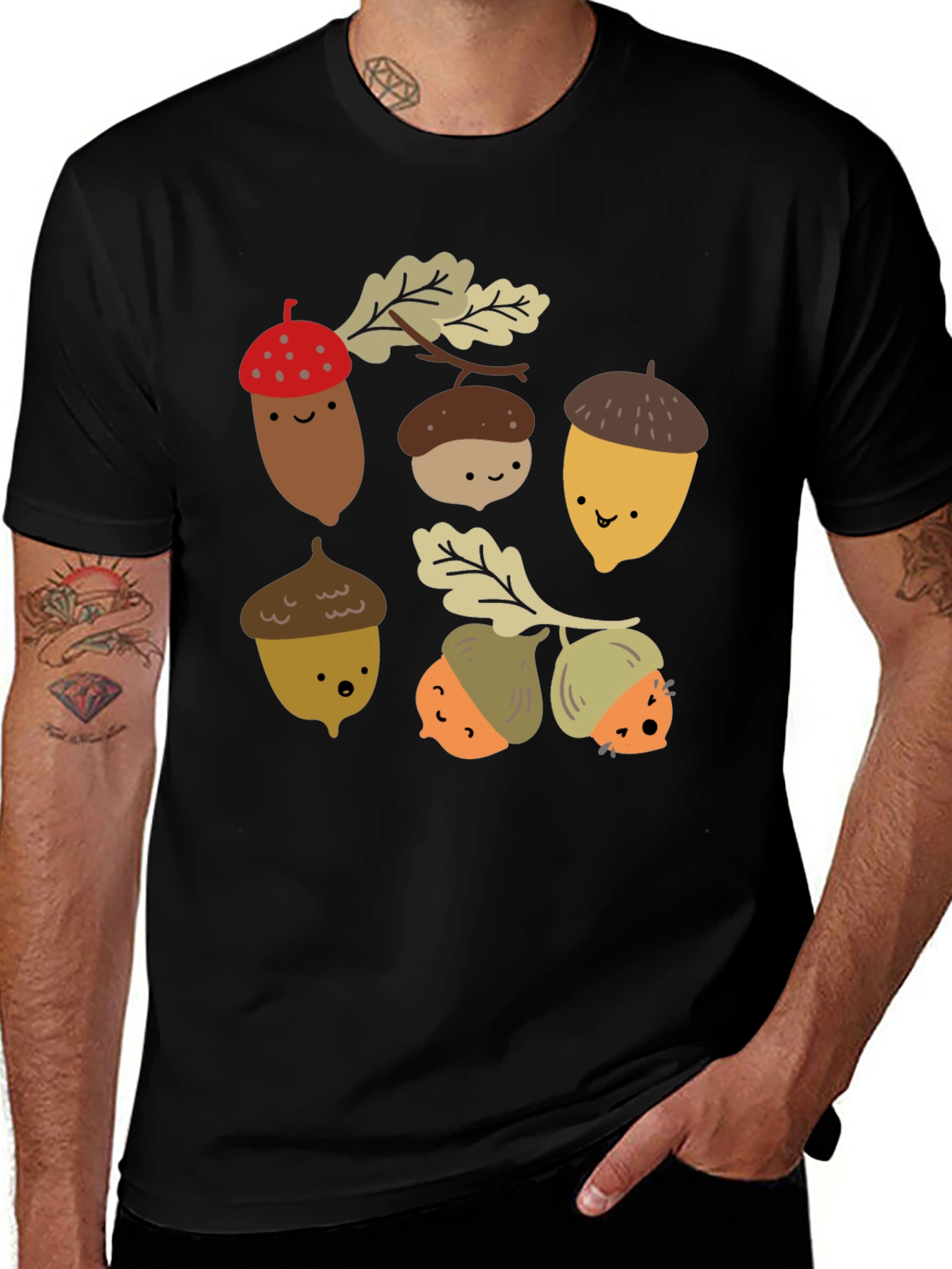 Cute Acorn Cartoon Graphic T-Shirt