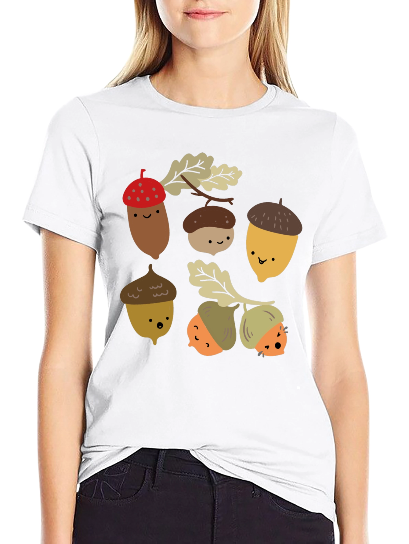 Cute Acorn Cartoon Graphic T-Shirt