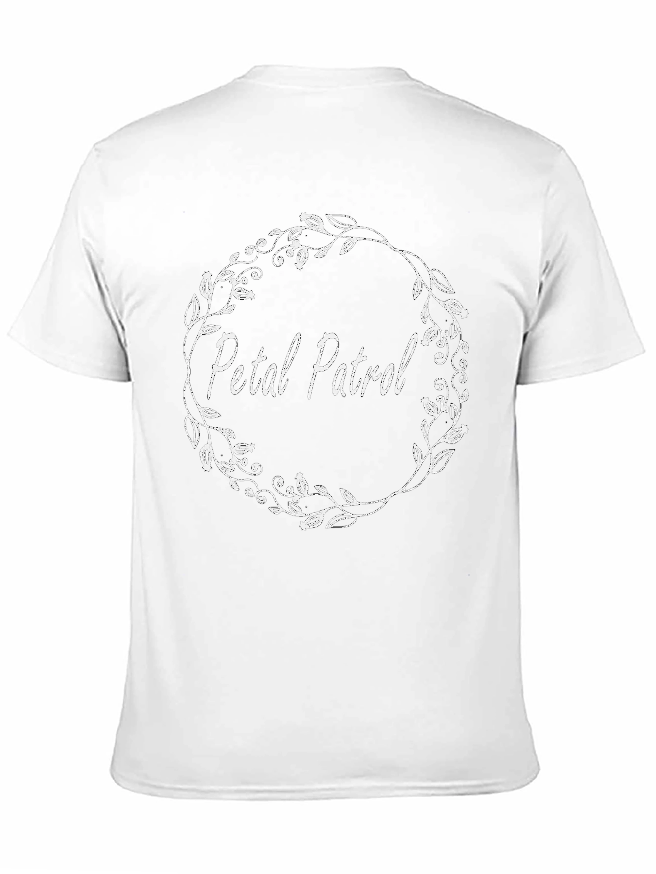 Petal Patrol Floral Wreath Black T-Shirt