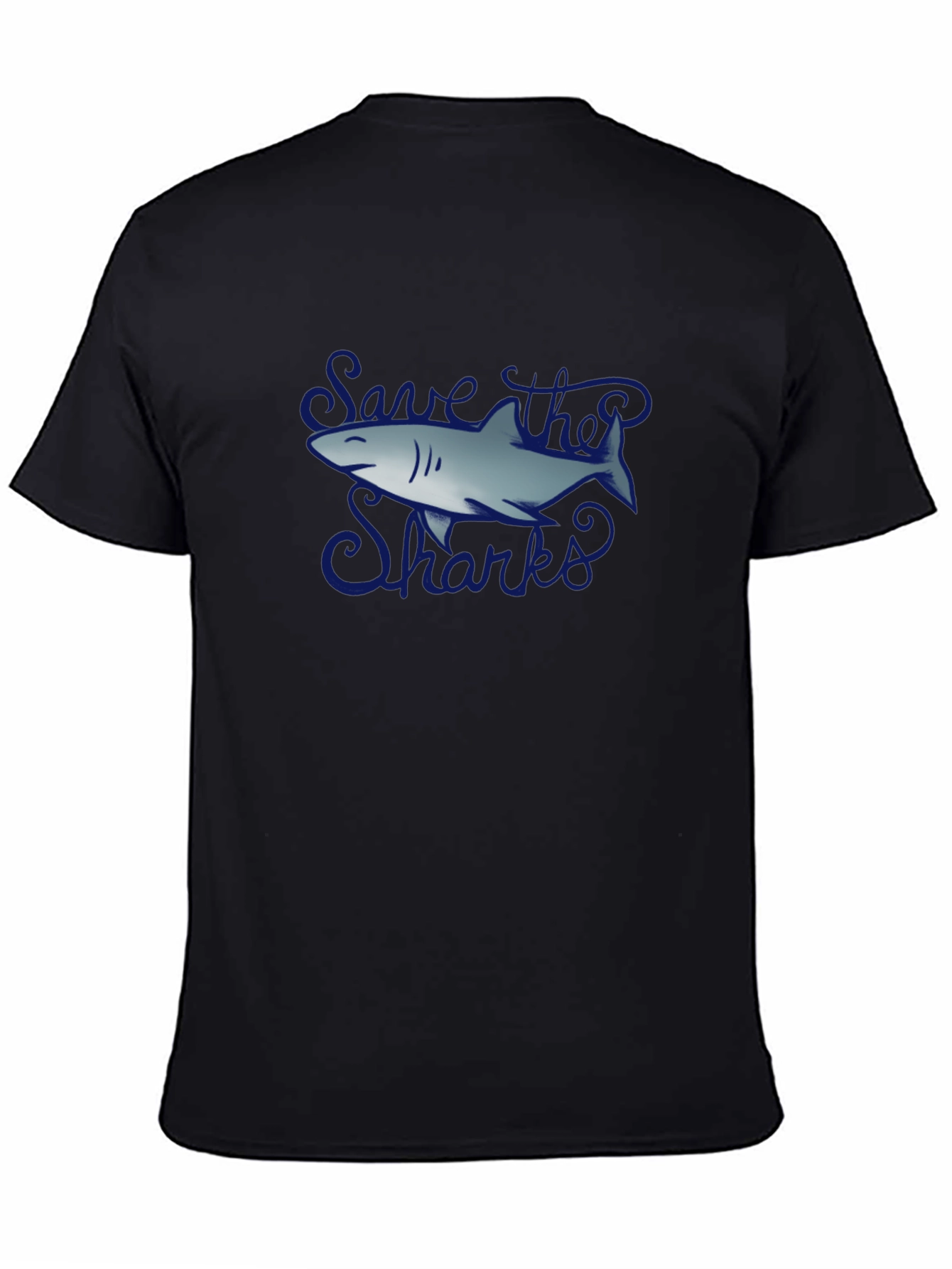 Save the Sharks Graphic Tee - Black Cotton T-Shirt