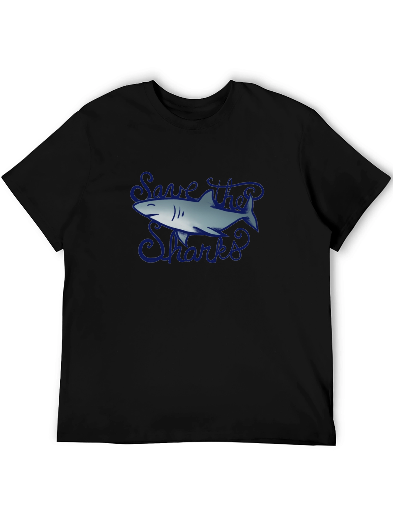 Save the Sharks Graphic Tee - Black Cotton T-Shirt