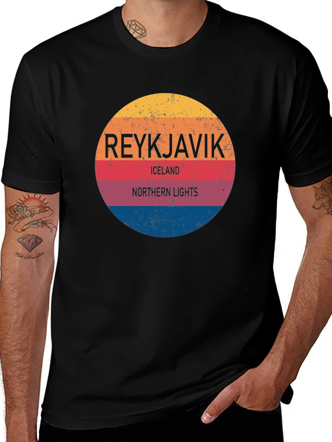 Reykjavik Iceland Northern Lights Graphic T-Shirt
