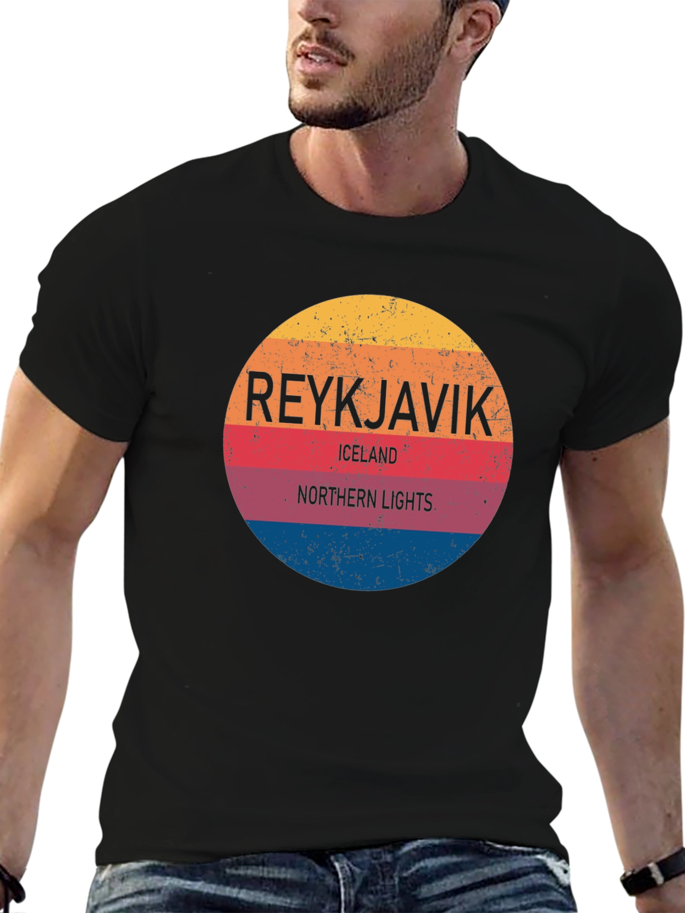 Reykjavik Iceland Northern Lights Graphic T-Shirt