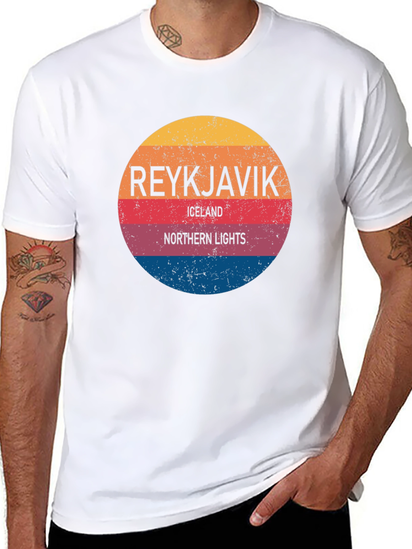 Reykjavik Iceland Northern Lights Graphic T-Shirt