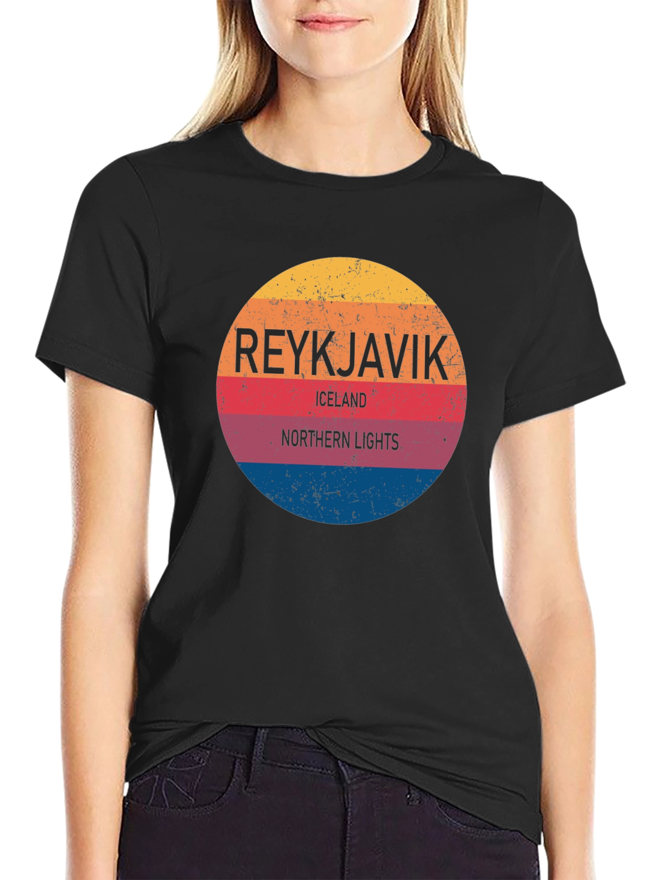 Reykjavik Iceland Northern Lights Graphic T-Shirt
