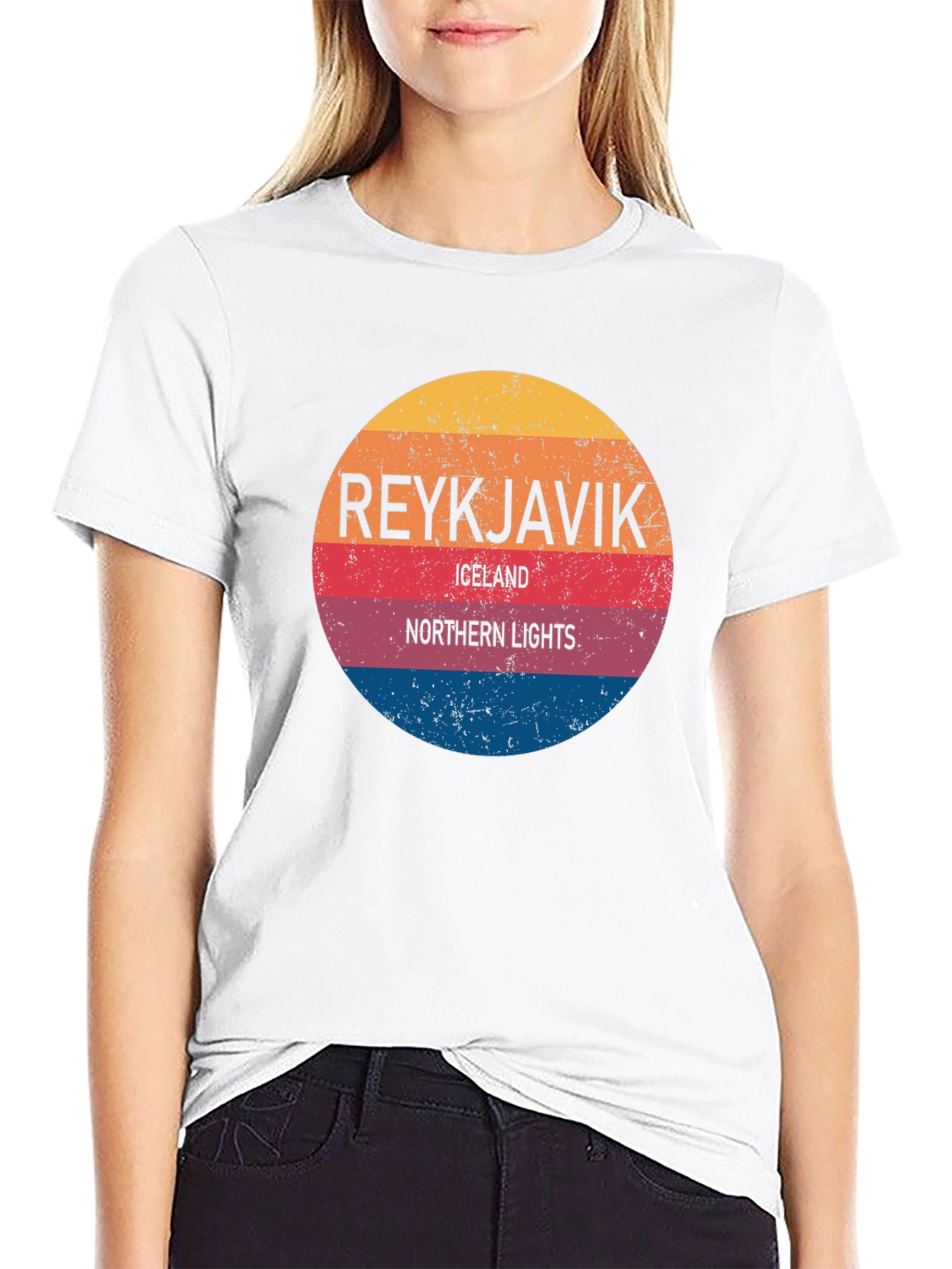 Reykjavik Iceland Northern Lights Graphic T-Shirt