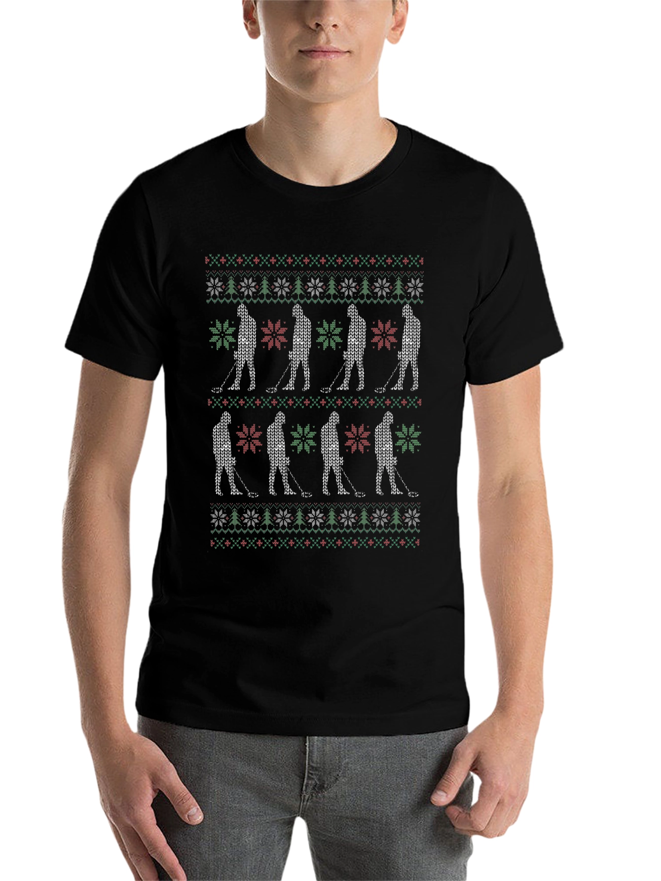 Festive Golf Pattern T-Shirt: Christmas Tee