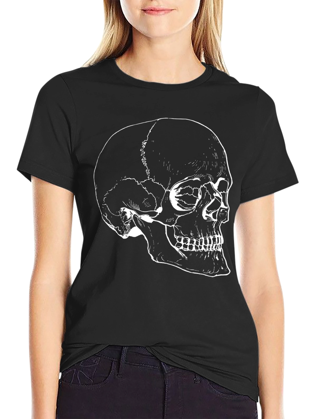 Skull Graphic Print Black T-Shirt