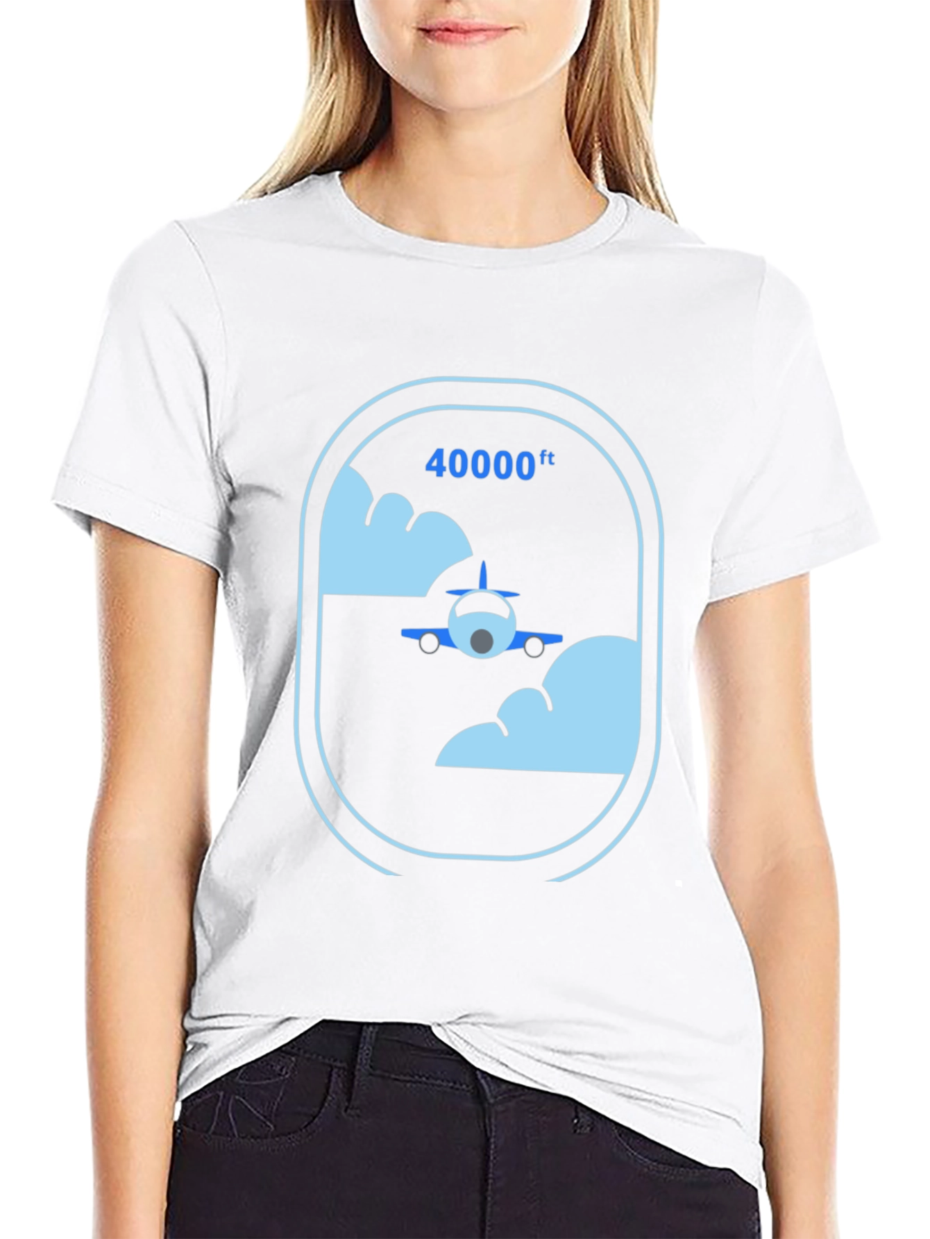 Airplane at 40000ft Graphic Black T-Shirt