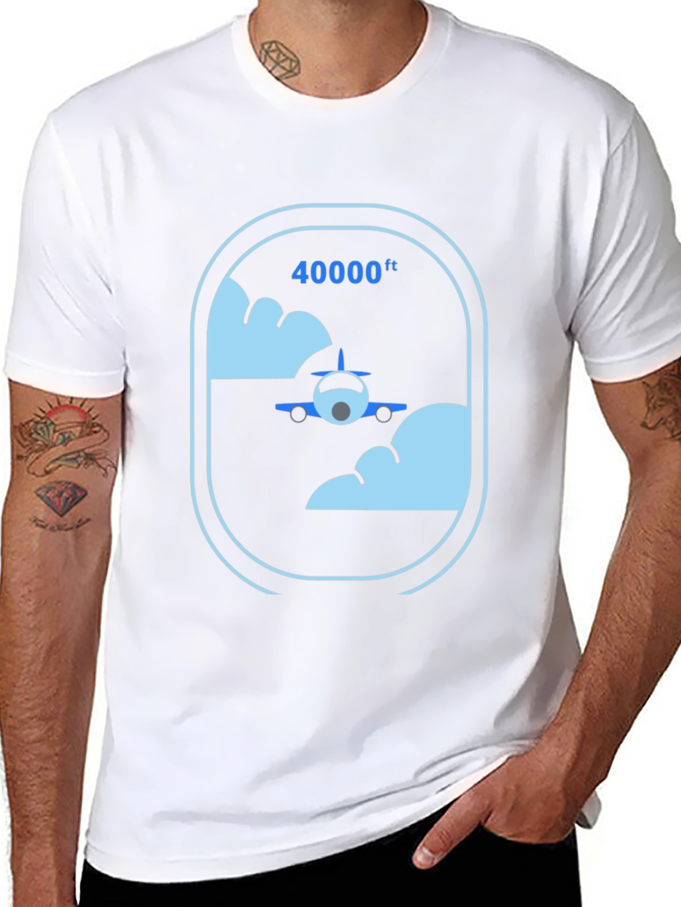 Airplane at 40000ft Graphic Black T-Shirt