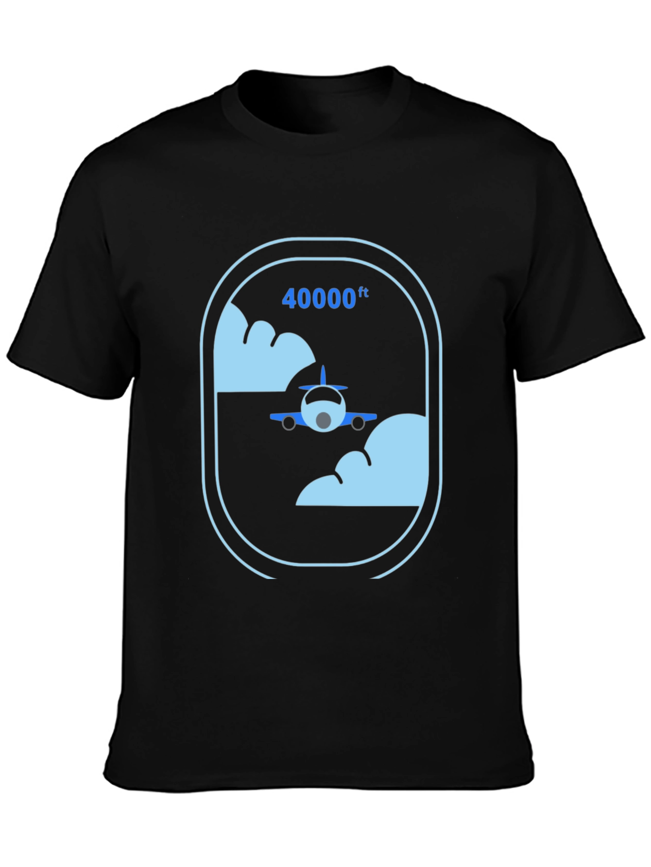 Airplane at 40000ft Graphic Black T-Shirt