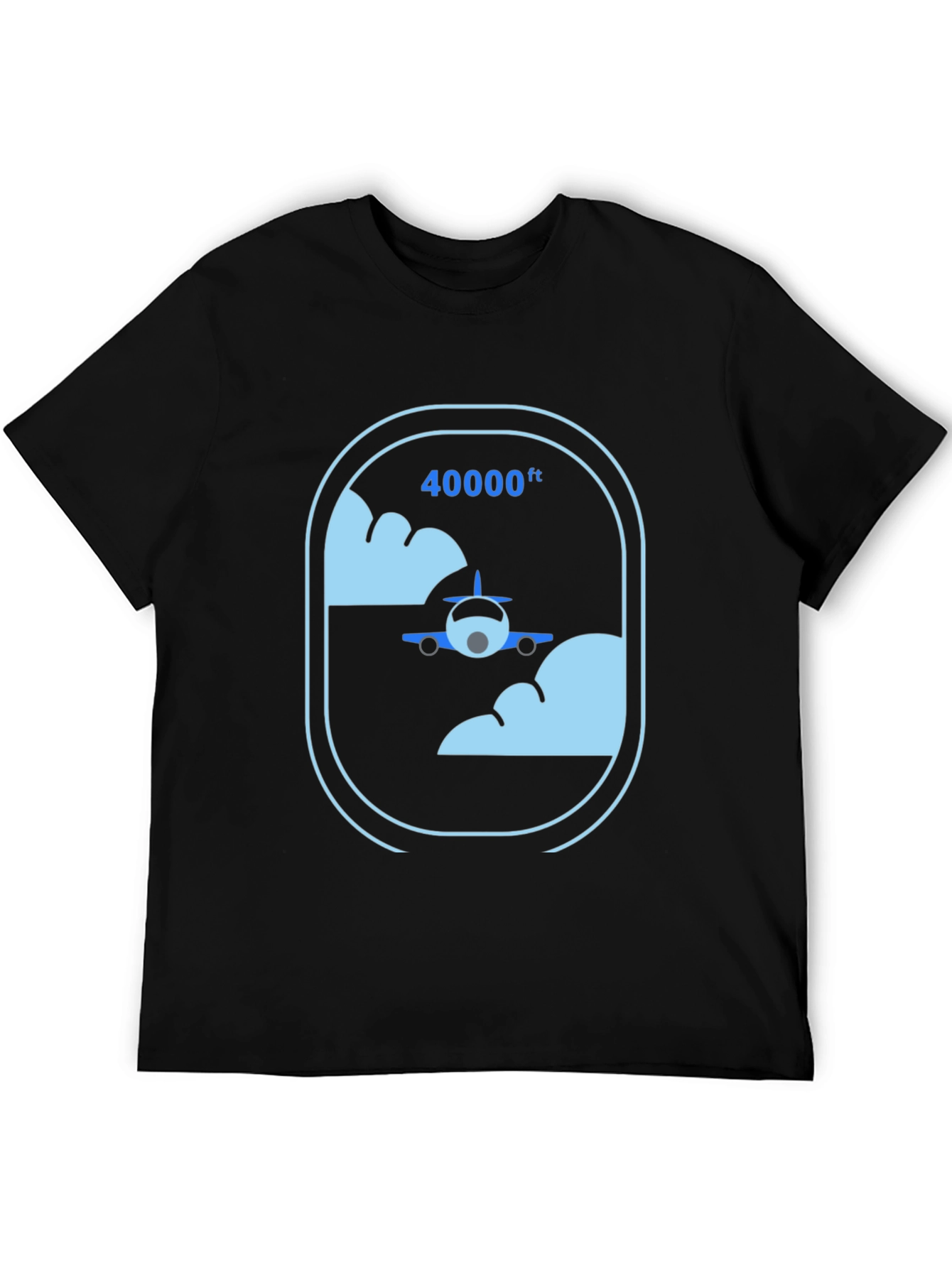 Airplane at 40000ft Graphic Black T-Shirt