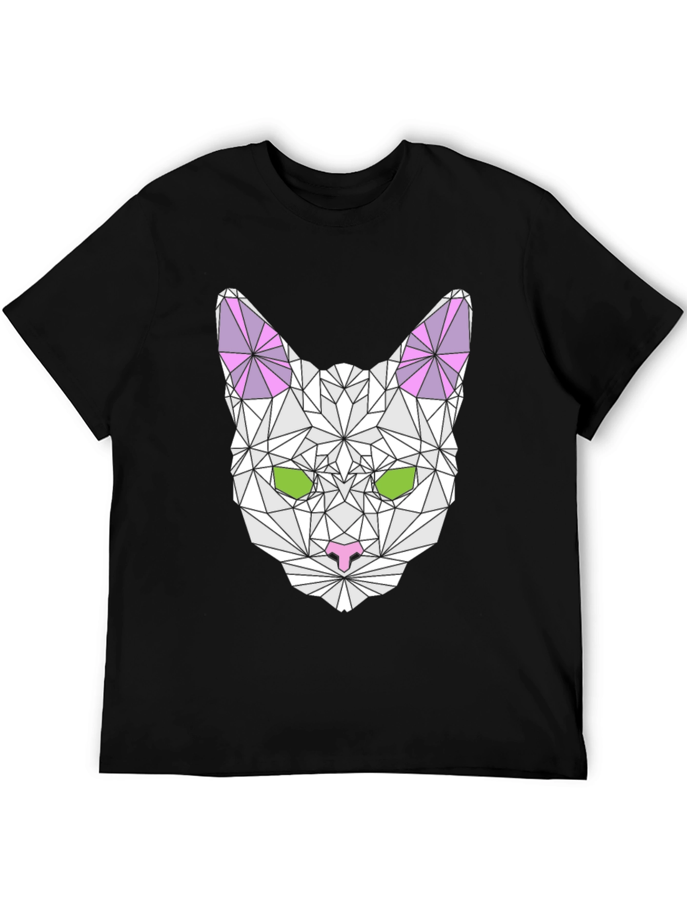 Geometric Cat Graphic Tee - Modern Style